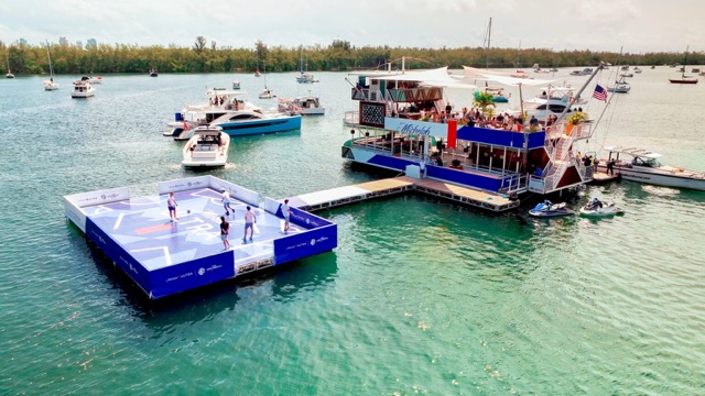Rooftop deck with panoramic Miami skyline views