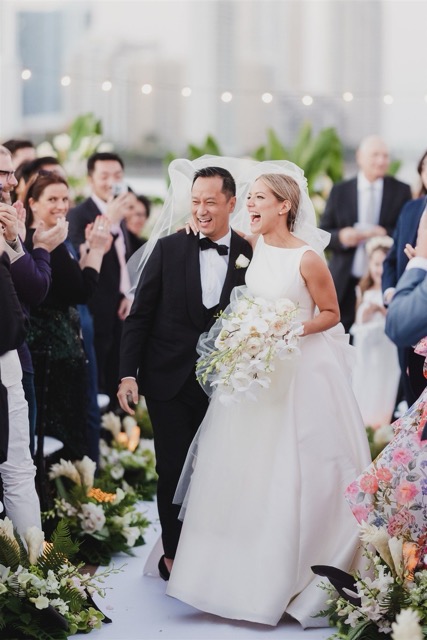Dance floor lighting for yacht wedding reception