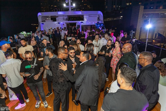 Main salon configured for product launch presentation