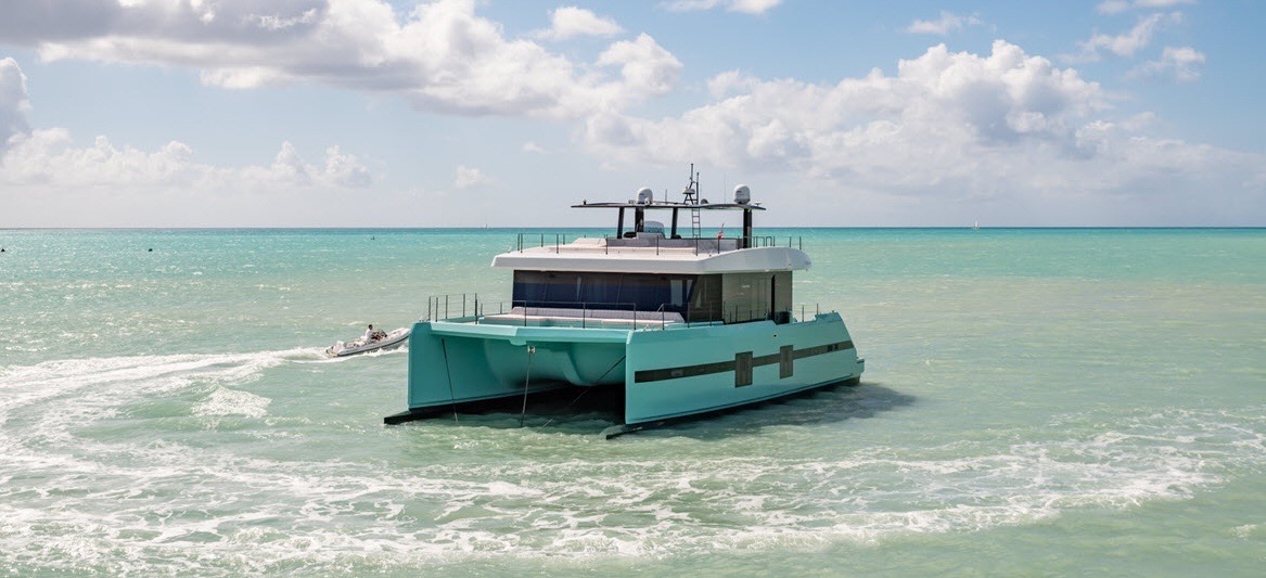 Sunreef Power Cat 70 ft - Bimini Charter 1 Profile β aerial angle